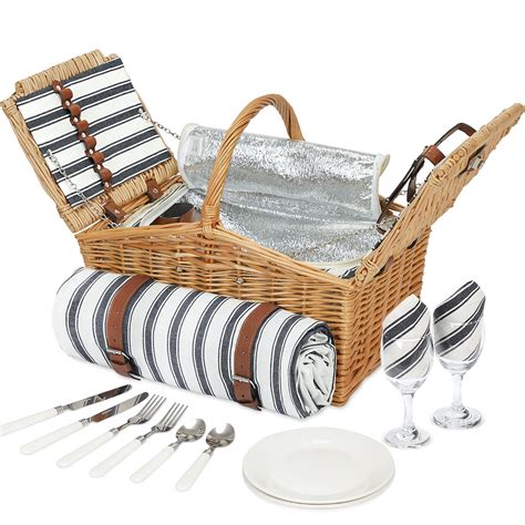 Buy Willow Picnic Basket Set For With Insulated Cooler Bag Wicker