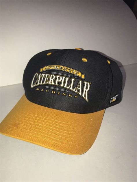 Caterpillar Cat Authentic Machines Hat Baseball Cap Black Yellow Euc