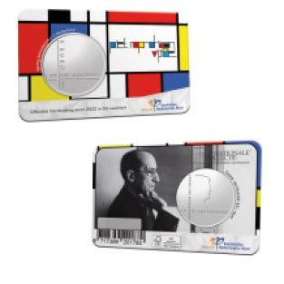 Piet Mondriaan Vijfje 2022 Coincard In BU Kwaliteit De Amsterdamse Munt