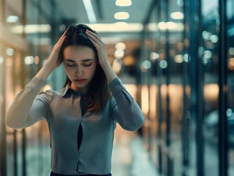 Woman Suffering From Stress Or A Headache Grimacing She Holds Her Hand