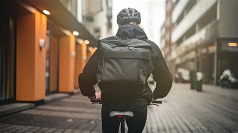 Premium Photo Delivery Rider Riding A Bicycle Through The City With