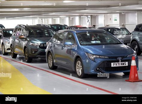 Passenger Cars On The Top Vehicle Deck On Board A Stena Line Irish Sea