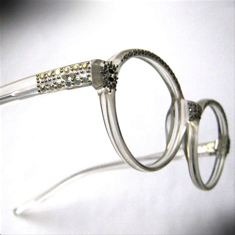 1960 S Clear Round Rhinestone Eyeglass Frames Made In France~ Eyeglasses Frames Silver