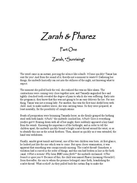 Zarah & Pharez: Part One Zarah, "Sunrising" | PDF | Pentecostalism ...