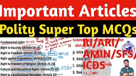 Articles TOP Important Polity Previous Year Selected MCQS RI ICDS ARI