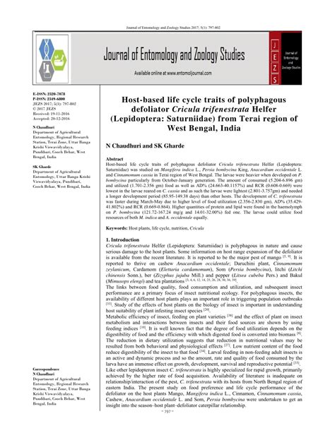 (PDF) Host-based life cycle traits of polyphagous defoliator Cricula ...