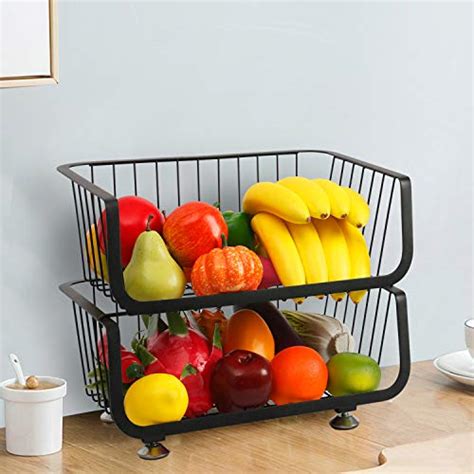 Oropy Tier Stackable Storage Baskets Metal Wire Fruit Vegetable