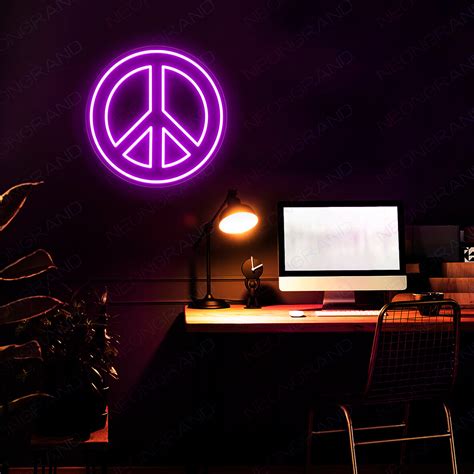 Neon Peace Sign Led Light Lighted Up Peace Neon Signs Neongrand