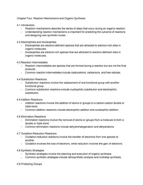 Chapter Four: Reaction Mechanisms and Organic Synthesis - Understanding ... 
