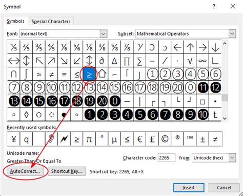 Greater than or equal to symbol in word (with shortcut) - Software ...