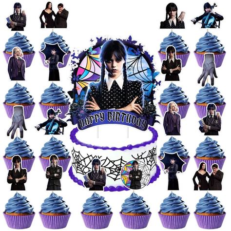 Wednesday Cake Decorations With Pcs Wednesday Addams Cupcake Toppers