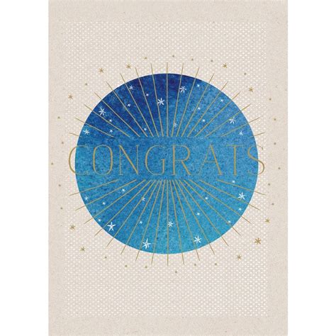 Blue Circle And Shining Gold Stars Congratulations Card