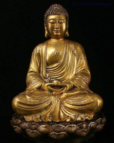 24 Old Tibet Bronze Gilt Sit Lotus Shakyamuni Sakyamuni Tathagata