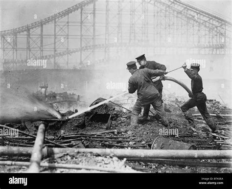 Coney Island The Dreamland Fire Men Extinguishing The Fire At