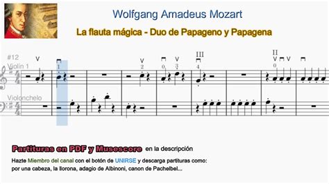 PAPAGENO y PAPAGENA La flauta mágica de Mozart partitura YouTube