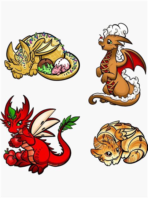 Food Dragon Sticker Pack Sticker By Bgolins Redbubble Cute Dragon