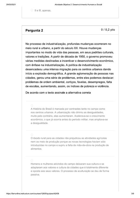 Atividade Objetiva 2 Desenvolvimento Humano E Social 2021 1