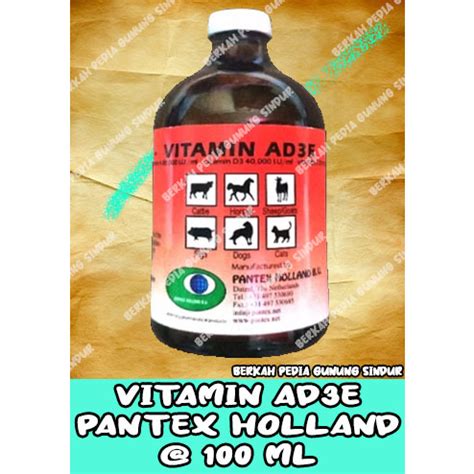 Jual Vitamin AD3E Pantex Holland 100 Ml Vitamin Sapi Manjur AD3E