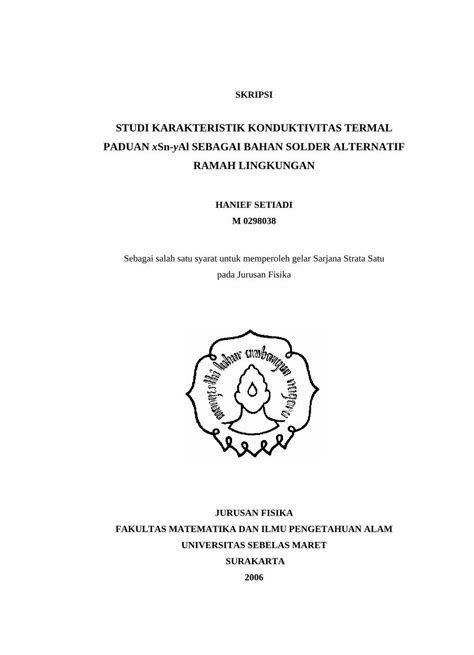 Pdf Studi Karakteristik Konduktivitas Termal Paduan Xsn Yal Dokumen