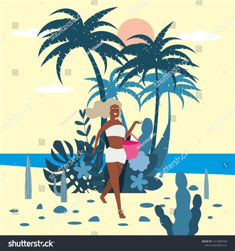 Beautiful Woman Character Bikini Beach Bag Stock Vector Royalty Free Shutterstock
