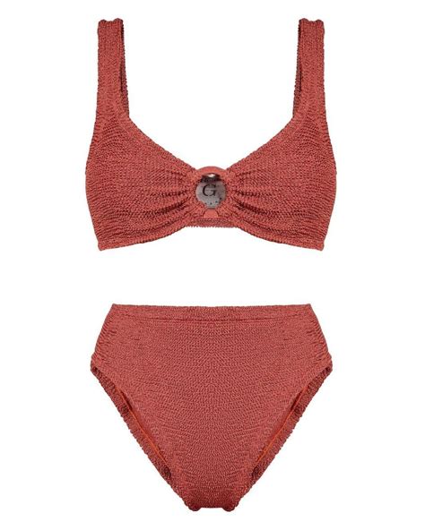 Hunza G Nadine Seersucker Bikini Set In Red Lyst