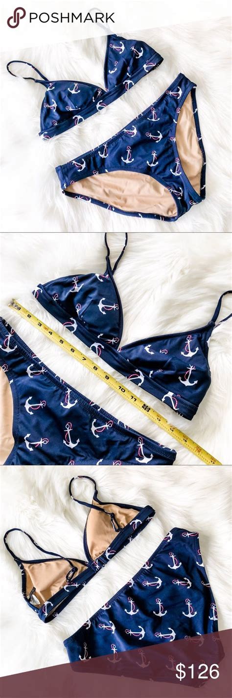 J Crew SET Floating Anchor Bikini Top Bottom M Bikini Tops Bikinis