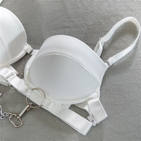 Cheap Aduloty S Women S Sexy Lingerie Strap Hollowed Out Metal Chain With Chest Pad Underwire