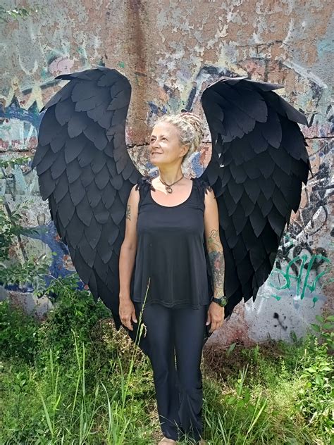 Angel Wings Adult Costume Black Angel Wings Helloween Costume Etsy