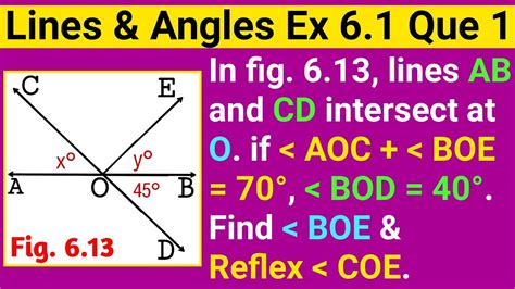 In Fig 6 13 Lines AB And CD Intersect At O If Class 9th Maths