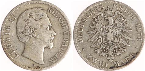 Bayern 2 Mark 1876 D Ludwig II 1864 1886 Schön Sehr schön MA Shops