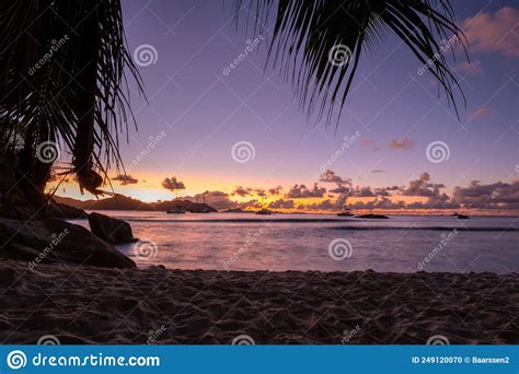 Anse Patates Beach La Digue Island Seyshelles White Beach With Blue