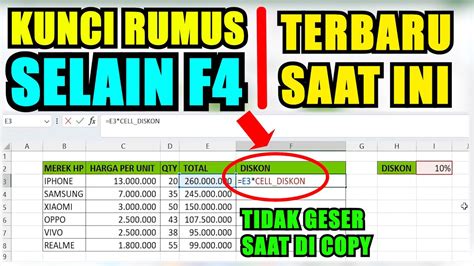 Cara Terbaru Mengunci Rumus Excel Selain F Dollar Agar Tidak Geser