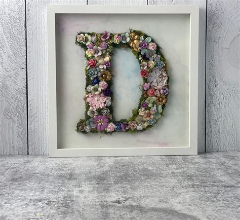 Lettre Florale D Fleur Personnalis E D Art Initial De Mur Etsy