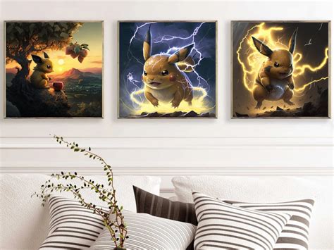 Pokemon Pichu Pikachu Raichu Realistic Paintings Digital - Etsy