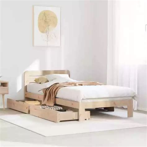 BED FRAME WITHOUT Mattress 75x190 Cm Small Single Solid Wood Pine