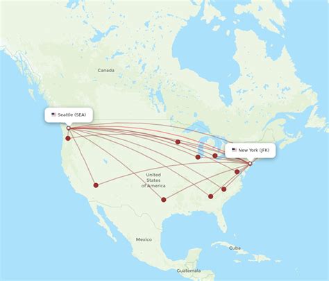 All Flight Routes From New York To Seattle Jfk To Sea Flight Routes