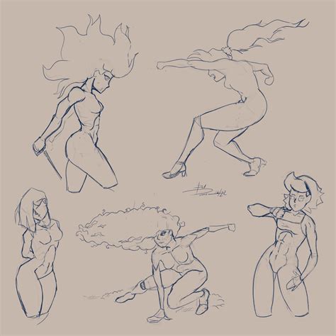 Some female heroic pose practice : r/sketches