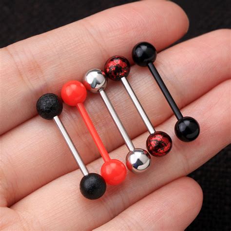 One Package Includes Five Pieces Tongue Ring Gauge 14g16mm Bar