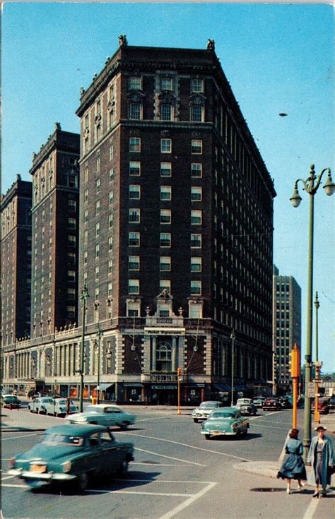 Hotel Syracuse New York Ny Nyc City Plastichrome Old Car Street View