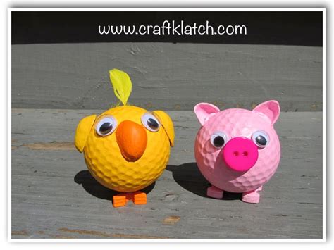 Craft Klatch ®: Recycle Old Golf Balls Pig and Chick Craft DIY