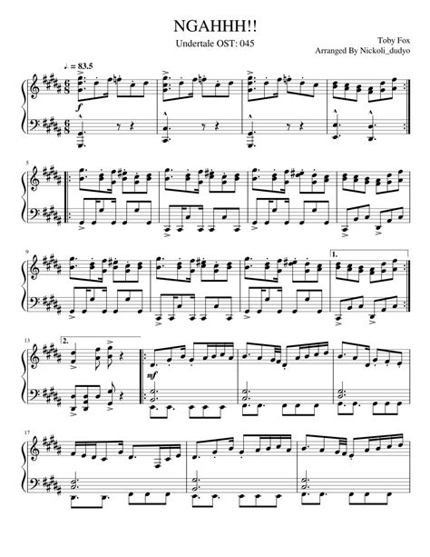 Ngahhh Undertale Ost 045 Sheet Music For Piano Solo