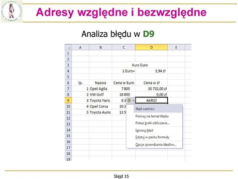 Informatyka Arkusz Kalkulacyjny Excel 2010 Dla WINDOWS Cz 3 PDF