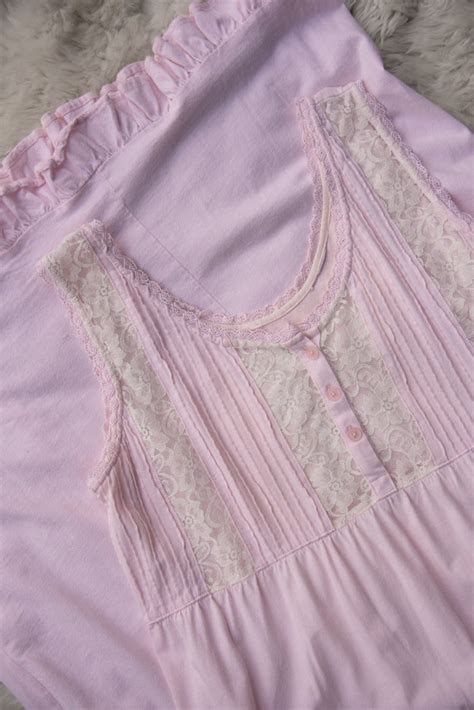 Vintage Nightgown Sweet Lingerie Slip Dress Pink Gem