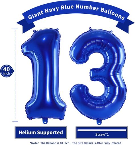 Buy 40 Inch Navy Blue Number 13 Balloons Jumbo Huge Royal Blue Number ...