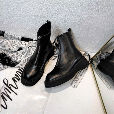 Krazing pot/ботинки на молнии черного цвета из коровьей кожи на толстой ...