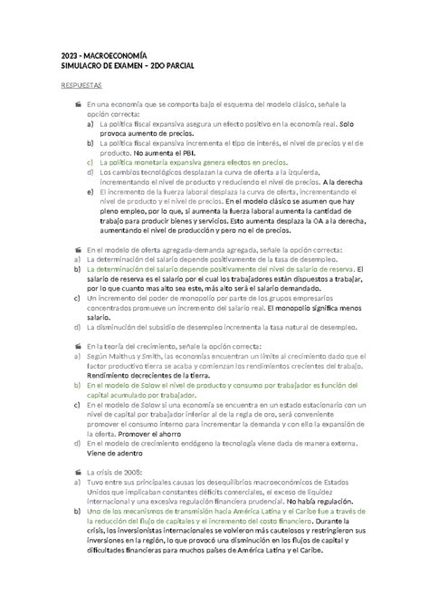 Modelo de examen 2P 2023 MACROECONOMÍA SIMULACRO DE EXAMEN 2DO