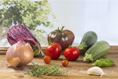 Fresh Vegetable Ingredients for Ratatouille Stock Image - Image of food, natural: 76990169