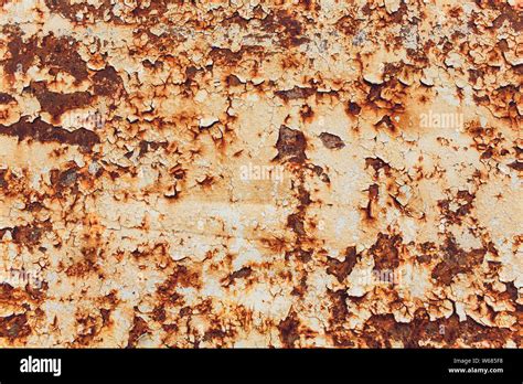 Rusted White Painted Metal Wall Rusty Metal Background With Streaks Of