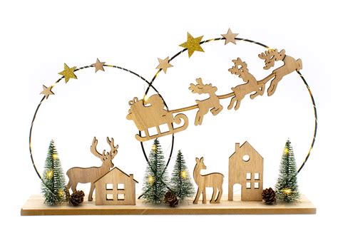 LED Deko Aufsteller Aus Holz Mit Weihnachts Motiv 40 X 25 Cm