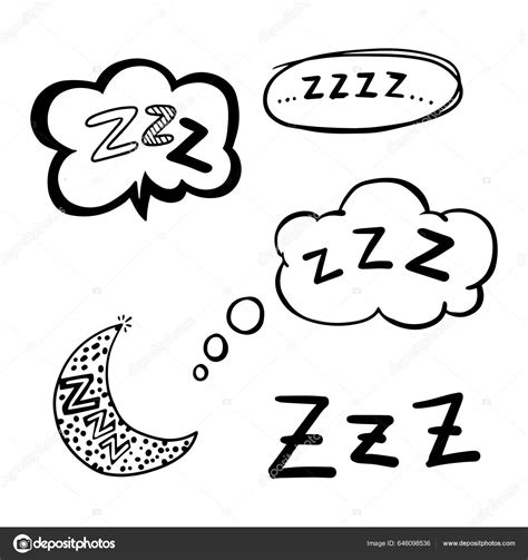 Hand Drawn Zzz Zzzz Symbol Sleeping Doodle Illustration Vector Stock